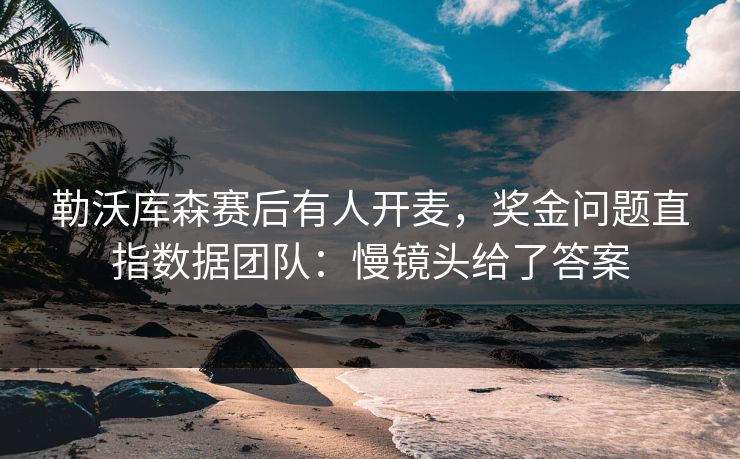 勒沃库森赛后有人开麦，奖金问题直指数据团队：慢镜头给了答案