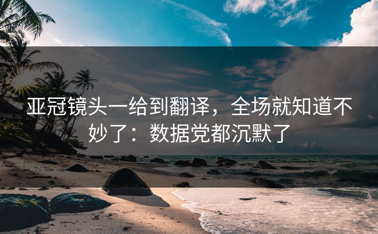 亚冠镜头一给到翻译,全场就知道不妙了:数据党都沉默了 亚冠镜头一给到翻译,全场就知道不妙了:数据党都沉默了